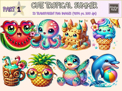 Cute Tropical Summer (P1) Clipart beach clipart png - Wonders Artist