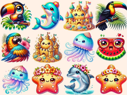 Cute Tropical Summer (P2) Clipart beach clipart png - Wonders Artist