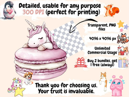 Cute Unicorns Watercolor Clipart adorable unicorn png baby unicorn png cute unicorns png - WondersArtist