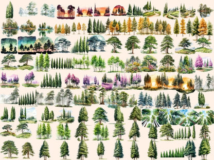 Cypress Trees Watercolor Clipart cypress clipart - Wonders Artist
