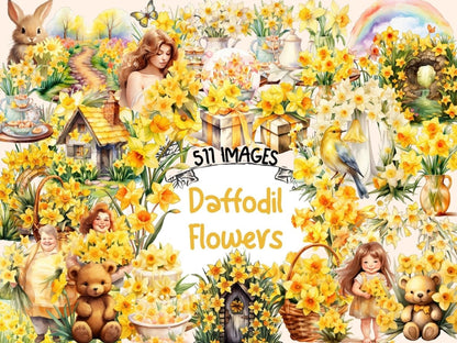 Daffodil Flowers Watercolor Clipart daffodil clipart - Wonders Artist