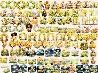 Daffodil Flowers Watercolor Clipart daffodil clipart - Wonders Artist