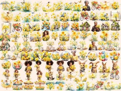 Daffodil Flowers Watercolor Clipart daffodil clipart - Wonders Artist