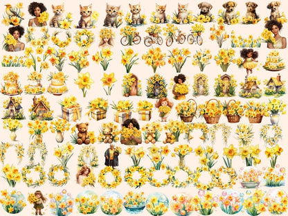 Daffodil Flowers Watercolor Clipart daffodil clipart - Wonders Artist