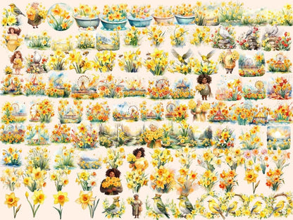 Daffodil Flowers Watercolor Clipart daffodil clipart - Wonders Artist