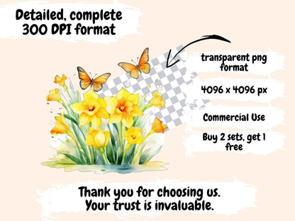 Daffodil Flowers Watercolor Clipart daffodil clipart - Wonders Artist