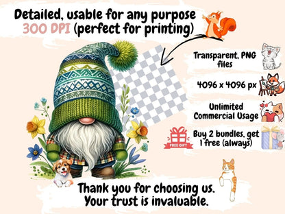 Daffodil Gnomes Clipart Cute gnome art - Wonders Artist