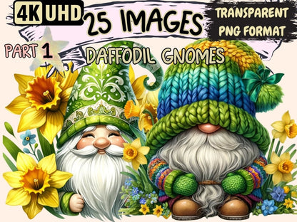 Daffodil Gnomes Clipart Cute gnome art - Wonders Artist