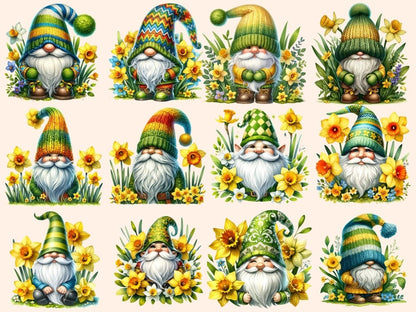 Daffodil Gnomes Clipart Cute gnome art - Wonders Artist