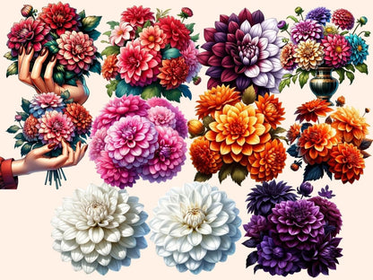 Dahlias Clipart colorful dahlias png - Wonders Artist