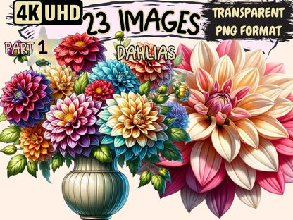 Dahlias Clipart colorful dahlias png - Wonders Artist