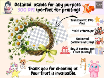 Daisy Chains Clipart boho floral png - Wonders Artist