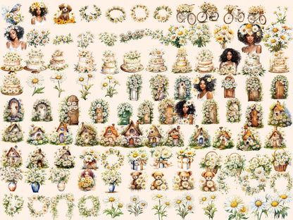 Daisy Flowers Watercolor Clipart daisies clip art - Wonders Artist