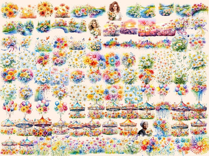 Daisy Flowers Watercolor Clipart daisies clip art - Wonders Artist