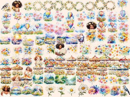 Daisy Flowers Watercolor Clipart daisies clip art - Wonders Artist