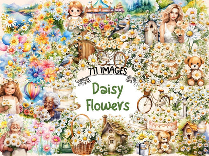 Daisy Flowers Watercolor Clipart daisies clip art - Wonders Artist