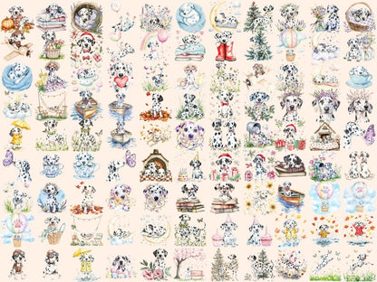 Dalmatians Watercolor Clipart animal clipart black and white dog cute dog clipart - WondersArtist