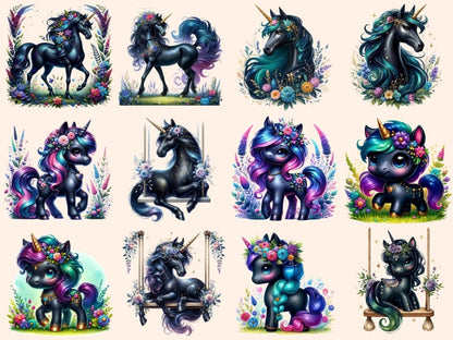 Dark Unicorns Clipart black unicorn png - Wonders Artist