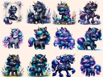 Dark Unicorns Clipart black unicorn png - Wonders Artist