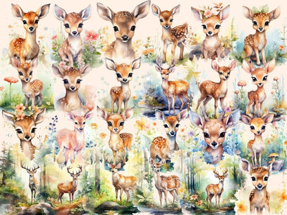 Deer Watercolor Clipart baby deer clipart - Wonders Artist