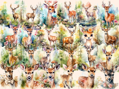 Deer Watercolor Clipart baby deer clipart - Wonders Artist