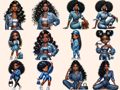 Denim Girls Clipart african american png - Wonders Artist