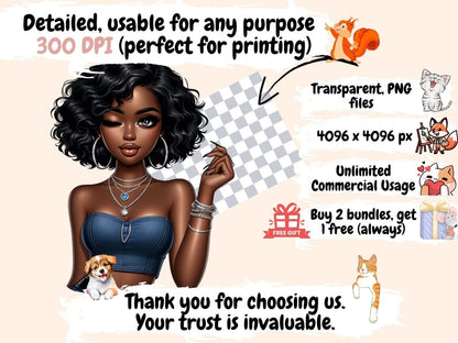 Denim Girls Clipart african american png - Wonders Artist