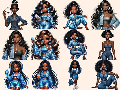 Denim Girls Clipart african american png - Wonders Artist