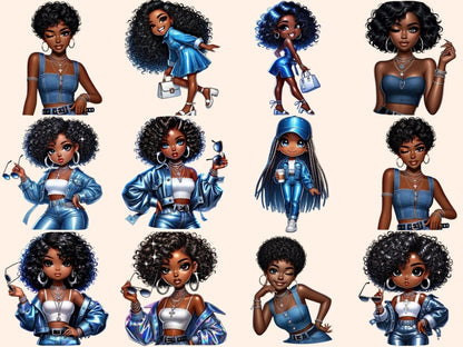 Denim Girls Clipart african american png - Wonders Artist