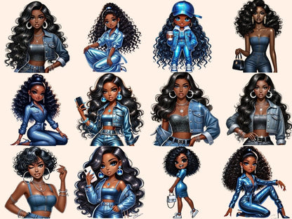 Denim Girls Clipart african american png - Wonders Artist