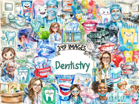 Dentistry Watercolor Clipart - High - Quality Instant Digital Download for Creative Projects