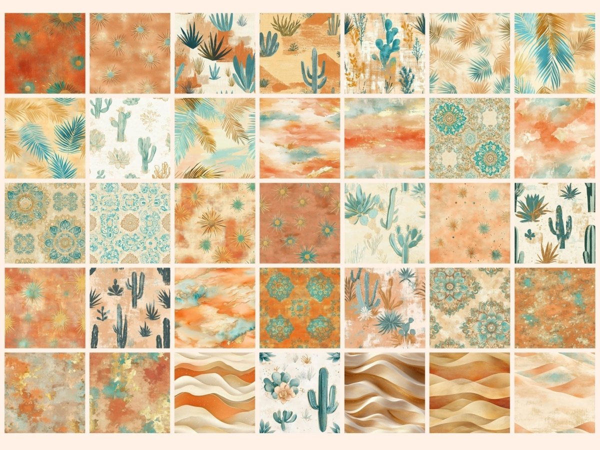 Desert Mirage Seamless Pattern Digital Papers boho desert print desert mirage desert seamless - WondersArtist