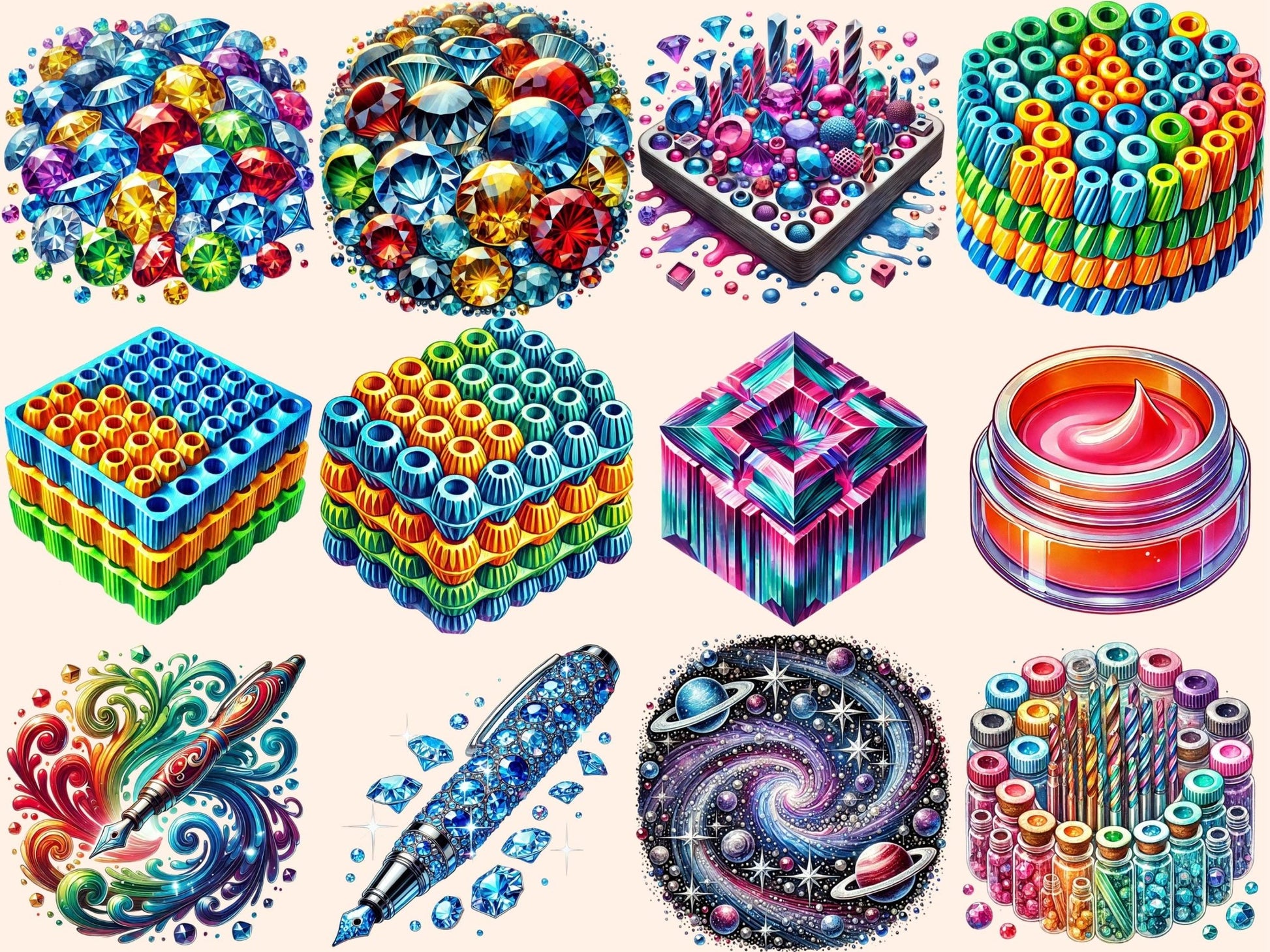 Diamond Crafting Clipart - High - Quality Instant Digital Download for Creative Projects