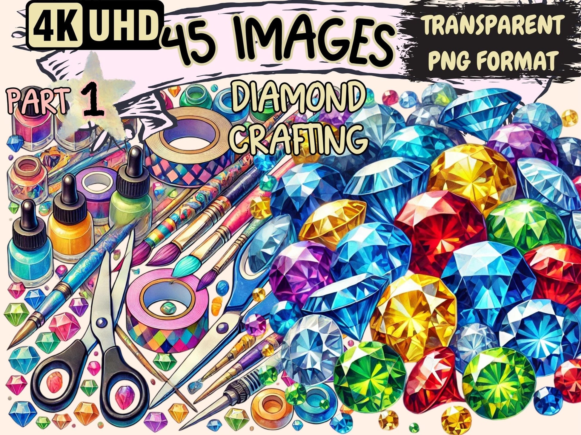 Diamond Crafting Clipart - High - Quality Instant Digital Download for Creative Projects