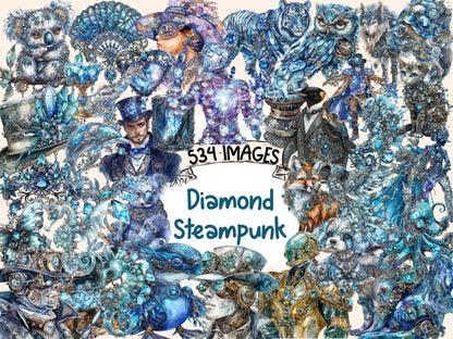 Diamond Steampunk Watercolor Clipart blue steampunk - Wonders Artist