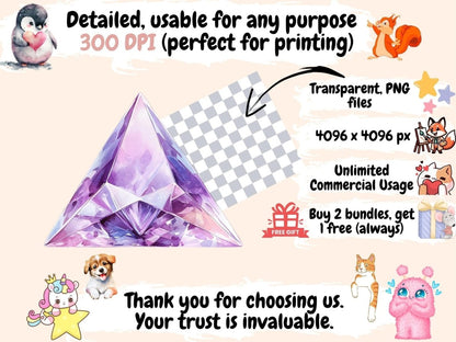 Diamonds Watercolor Clipart crystals clipart - Wonders Artist