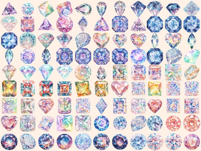 Diamonds Watercolor Clipart crystals clipart - Wonders Artist