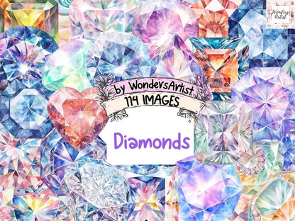 Diamonds Watercolor Clipart crystals clipart - Wonders Artist