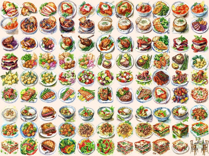 Dinner Meals Watercolor Clipart cartoon dinner - Wonders Artist