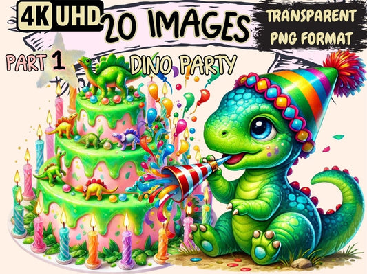 Dino Party Clipart Dino Birthday Clip - Wonders Artist