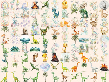 Dinosaur Era Watercolor Clipart Ancient Dinosaurs - Wonders Artist