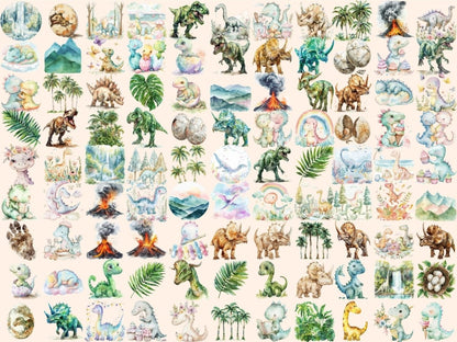 Dinosaur Era Watercolor Clipart Ancient Dinosaurs - Wonders Artist