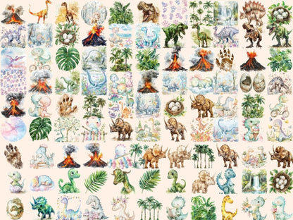 Dinosaur Era Watercolor Clipart Ancient Dinosaurs - Wonders Artist