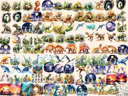 Dinosaurs Watercolor Clipart cute dino clipart - Wonders Artist