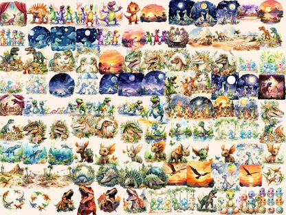 Dinosaurs Watercolor Clipart cute dino clipart - Wonders Artist