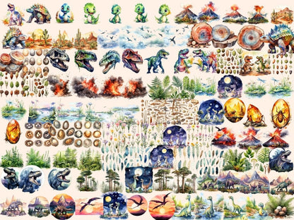 Dinosaurs Watercolor Clipart cute dino clipart - Wonders Artist