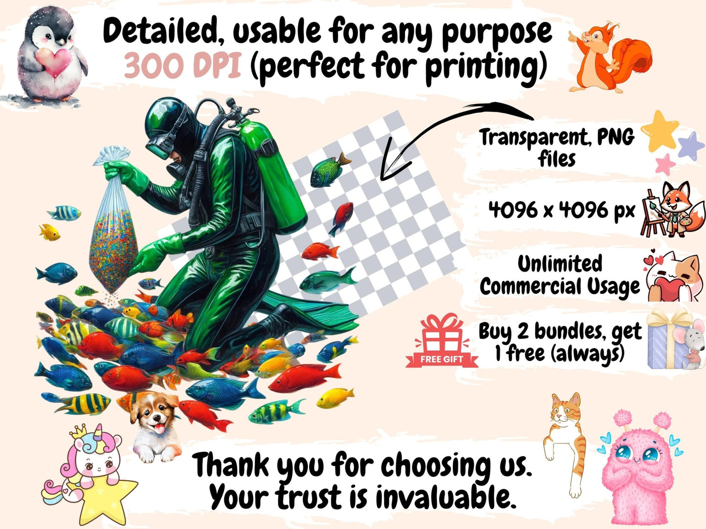 Divers Clipart - High - Quality Instant Digital Download for Creative Projects