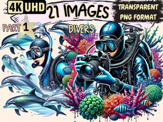 Divers Clipart - High - Quality Instant Digital Download for Creative Projects