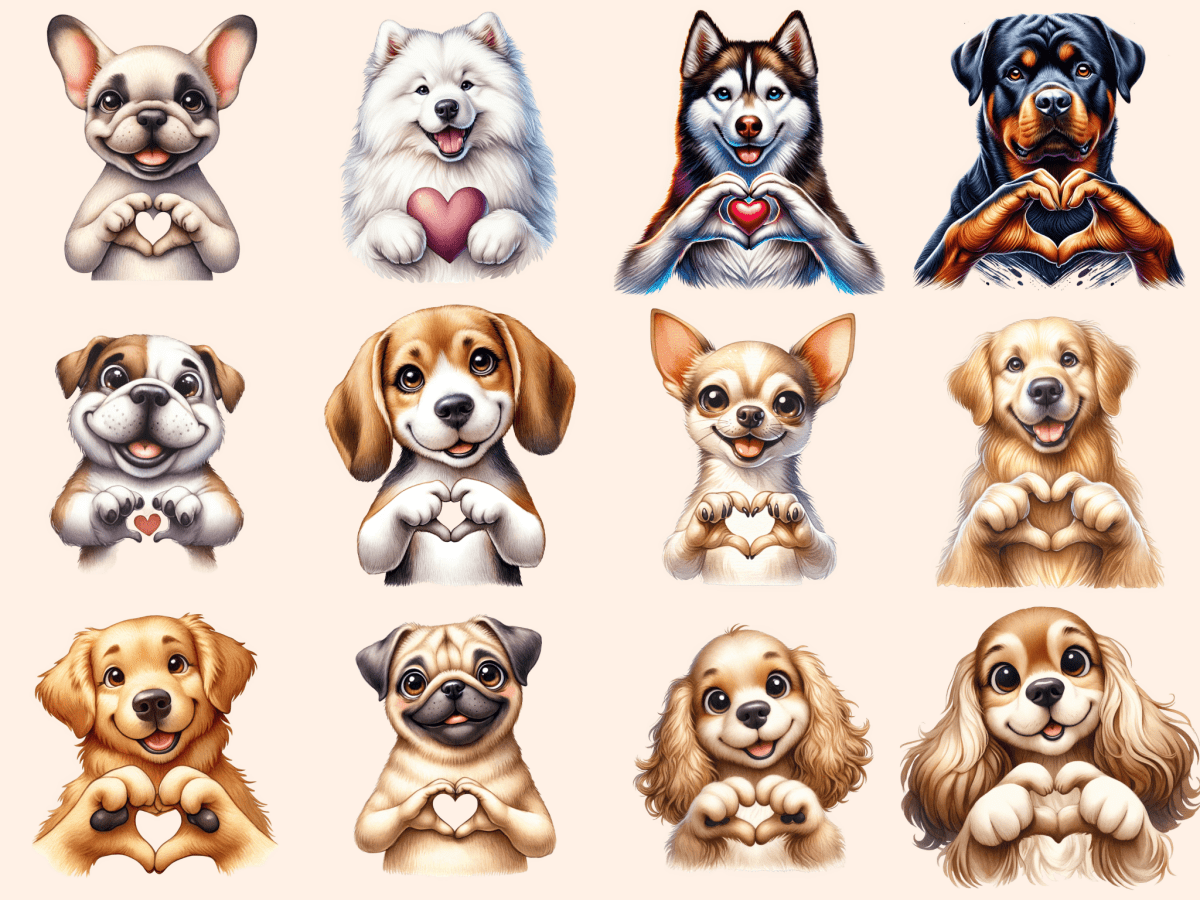 Dog Hearts Clipart autopost cute dog clipart cute doggo clipart - WondersArtist