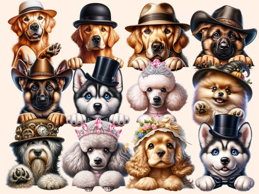 Hundar med hattar clipart